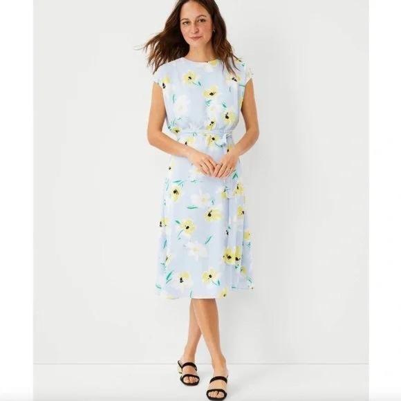 Ann Taylor Dresses & Skirts - Ann Taylor Floral Tie Waist Flare Dress Size 6 New